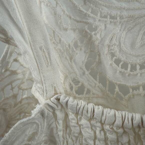 BY ANTHROPOLOGIE Jumpsuit SZ Extra Small NWT Linen Blend Ivory Eyelet Floral - Picture 11 of 16